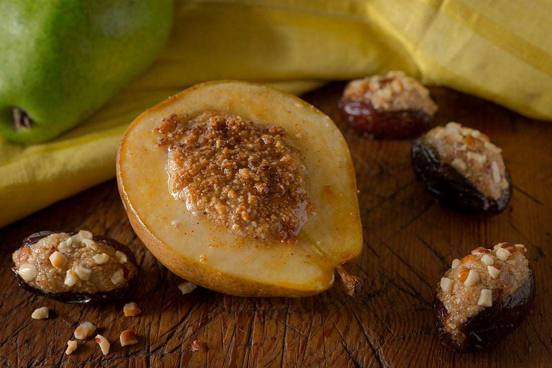 Hazelnut Butter Bliss Baked Pears